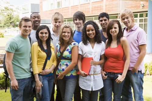 Group of students standing outside